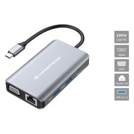 DONN21G Replicatore di Porte e Docking Station per Laptop Cablato USB 3.2 Gen 1 Type-C Grigio