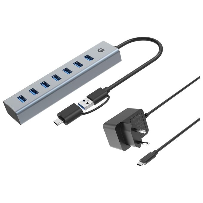 Conceptronic HUBBIES21GP Hub di Interfaccia Usb 3.2 Gen 1 (3.1 Gen 1) Type-a 5000 Mbit-s Grigio