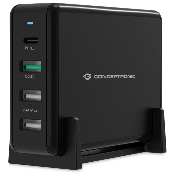 Conceptronic OZUL01B Caricatore 4 Porte 65W USB-PD