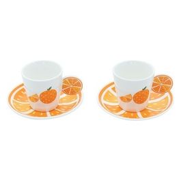 Confezione 6 Tazzine da Caffe' con Piattino Arancia New Bone China
