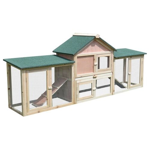 Conigliera da giardino con corsa e rampe e tetto impermeabile Legno 210x45,5x84,5cm