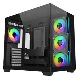 Cooler Master, Case Mid-Tower ATX Elite 681, Nero, Pannello Legno Naturale, 4 Ventole ARGB