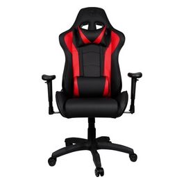 Cooler Master Caliber R1 Sedia Gaming Ergonomica, Sedia da Ufficio per Gamer con Braccioli Regolabili, Cuscini Lombari e per Collo, Pelle PU Sintetica Traspirante, Carico Fino a 150 kg - Rosso / Nero