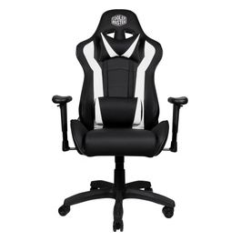 Cooler Master Caliber R1 Sedia Gaming Ergonomica, Sedia da Ufficio per Gamer con Braccioli Regolabili, Cuscini Lombari e per Collo, Pelle PU Sintetica Traspirante, Carico Fino a 150 kg - Bianco / Nero