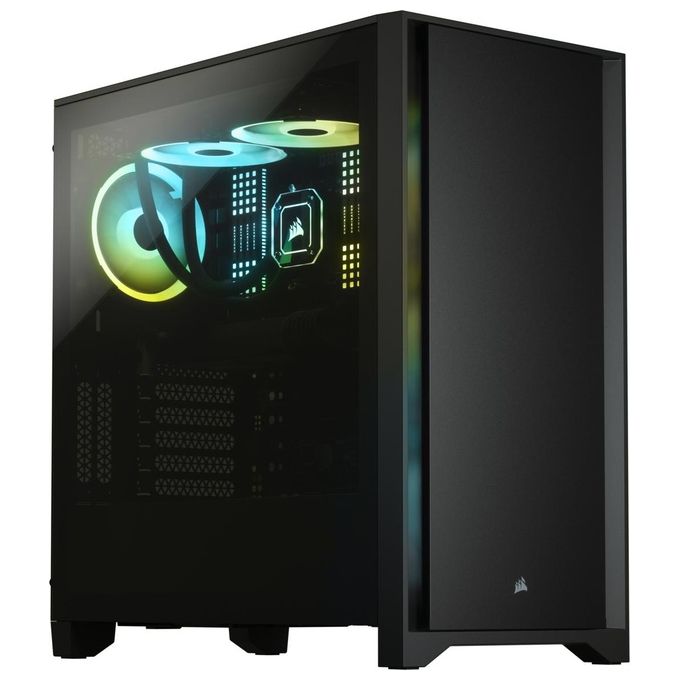 Corsair 4000D Case ATX Mid-Tower con Vetro Temperato Pannello Anteriore in Puro Acciaio Pannello Laterale in Vetro Temperato Ampio Spazio Interno Due 120mm Ventole Incluse Nero