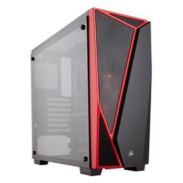 Corsair CC-9011117-WW Case da Gaming, Mid-tower SPEC-04, con Vetro Temperato, Nero/Rosso