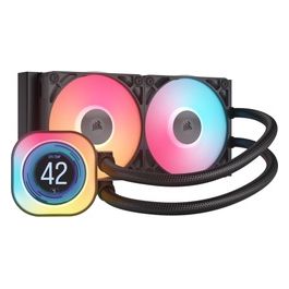 iCUE LINK TITAN 240 RX LCD Raffreddatore CPU a Liquido - Motore di Raffreddamento FlowDrive - Intel LGA 1851/1700 AMD AM5/AM4 - 2x RX120 Ventole RGB - iCUE LINK System Hub Incluso - Nero