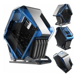 Cortek case gaming ctesports galaxy blue version esagonale alluminio vetro acciaio