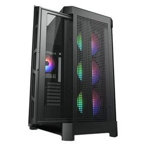 COUGAR DUOFACE PRO RGB Mid Tower PC Case con 2 distinti pannelli frontali Mesh e vetro e ventole RGB (Black)