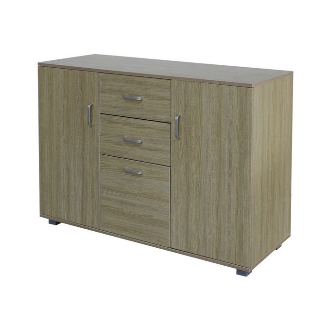 Credenza con 2 Cassetti e 3 Ante in Legno Truciolato 120x40cm/H82,5cm Marrone