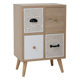 Credenza con 4 cassetti Safari 47x32x71 in legno naturale bianco