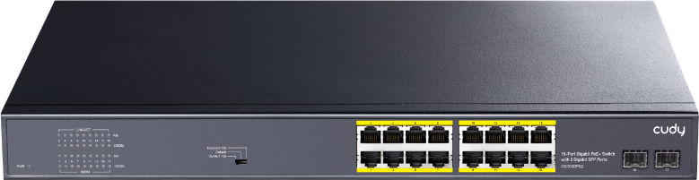 Cudy GS1020PS2 Switch di Rete 16 Porte Gigabit PoE+ 2 SFP Rack Nero Ethernet