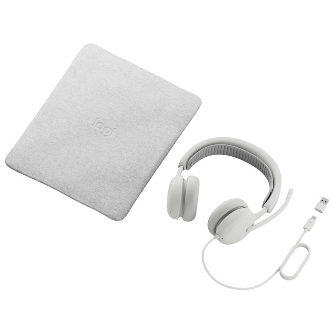 Logitech 981-001617 Zone Wired 2 for Business Cuffie con Cancellazione Attiva del Rumore ibrida adattativa Certificato Microsoft Teams USB-C con adattatore USB-A colore Bianco sporco
