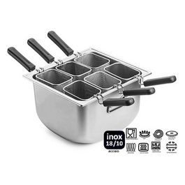 Pintinox Cuocipasta in acciaio inox con 6 settori e coperchio 70x38 cm