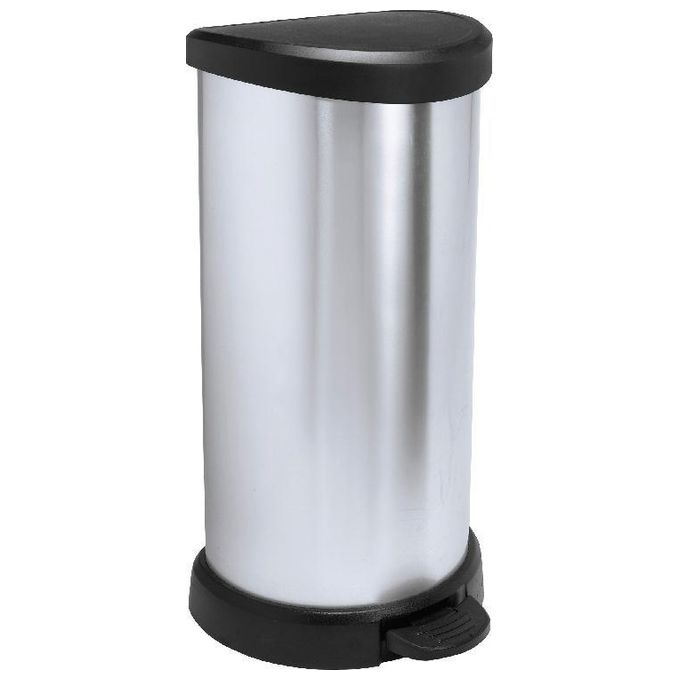 Curver Deco Bin D-Shape Pattumiera a Pedale 40 Litri Metallo