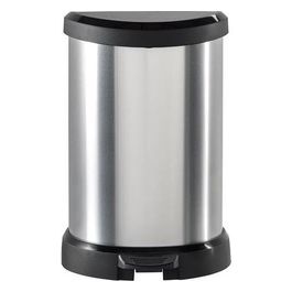 Deco Bin D-Shape Pattumiera a Pedale 20 Litri Argento/Nero