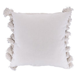 Cuscino arredo con nappine laterali Macrame' 44,5x44,5 cm in cotone, bianco