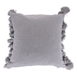 Cuscino arredo con nappine laterali Macrame' 44,5x44,5 cm in cotone, grigio chiaro