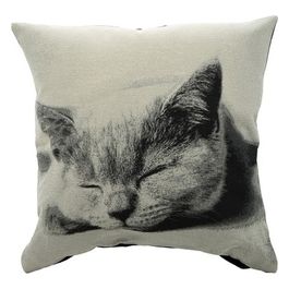 Cuscino da Arredo Sfoderabile con Decorazione Kitty 70% Poliestere e 30% Cotone 45X45 cm Bianco e Nero