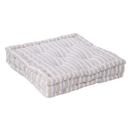 Cuscino da Pavimento/Futon Rona a Righe 100% Cotone 40X40 cm Beige e Bianco