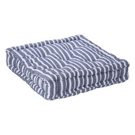 Cuscino da Pavimento/Futon Rona a Righe 100% Cotone 40X40 cm Blu Navy e Bianco