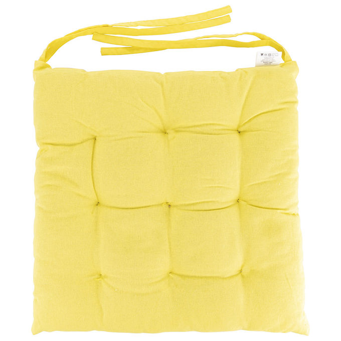 Cuscino sedia con laccetti giallo 40x40 cm 100% cotone