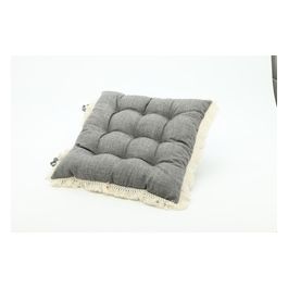 Cuscino da Seduta Fringes con Frange 100% Poliestere 40X40cm Grigio