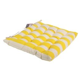 Cuscino da Seduta a Righe 100% Cotone 40X40cm Giallo e Bianco