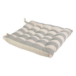 Cuscino da Seduta a Righe 100% Cotone 40X40cm Grigio e Bianco