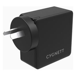 Cygnett adattatore da rete con adattatori da viaggio 57w pd usb-c + usb-a
