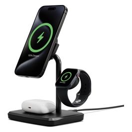 ChargeBase Qi2 Caricatore Magnetico Wireless 3 in 1 Ricarica Rapida per iPhone AirPods e Apple Watch