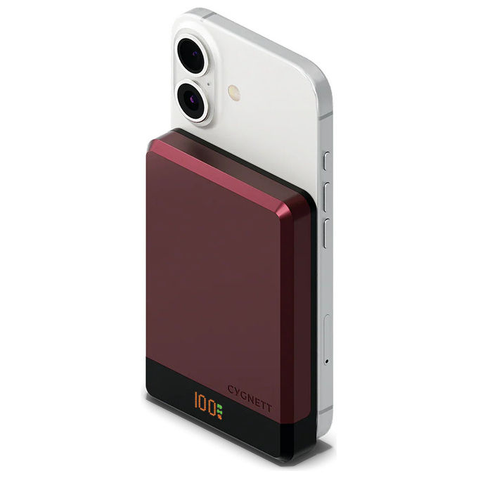 Cygnett CY5646PBCHE Power Bank MagSlim 10000 mAh Ricarica Wireless Ciliegia