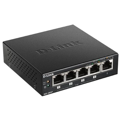 D-Link DGS-1005P Router Switch 5 Porte 10/100/1000Gb Senza Alimentazione Aggiuntiva