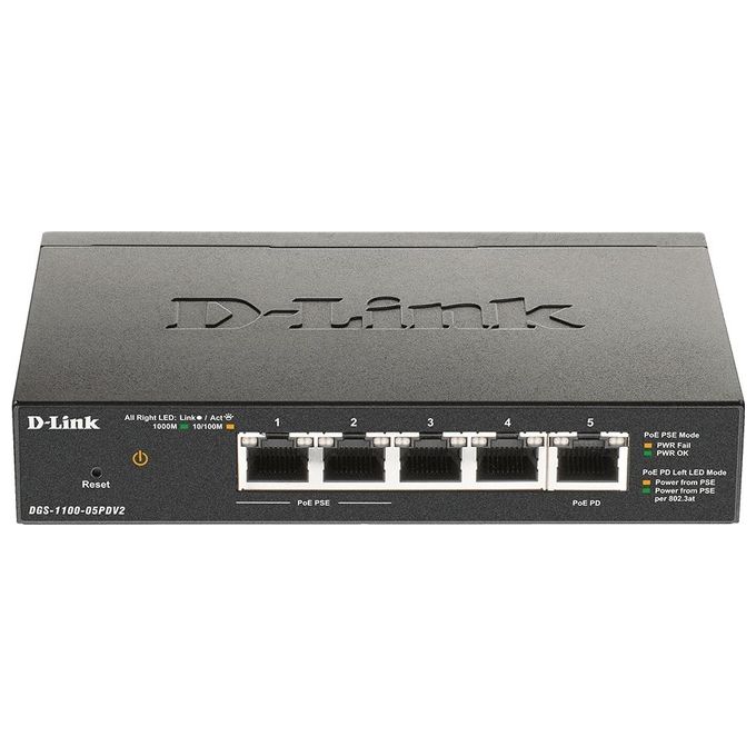 D-Link DGS-1100-05PDV2 Switch di Rete Gestito Gigabit Ethernet 10/100/1000 Supporto Power Over Ethernet Nero