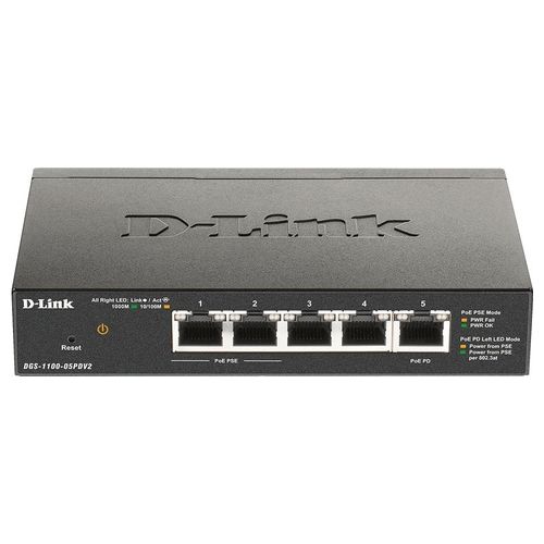 D-Link DGS-1100-05PDV2 Switch di Rete Gestito Gigabit Ethernet 10/100/1000 Supporto Power Over Ethernet Nero