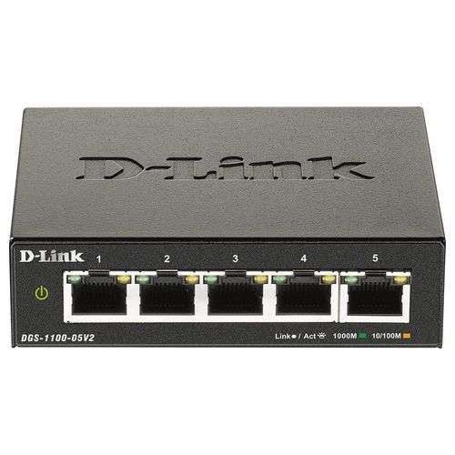 D-Link DGS-1100-05V2 Switch di Rete Gestito Gigabit Ethernet 10/100/1000 Nero