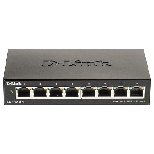 D-Link DGS-1100-08V2 Switch di Rete Gestito Gigabit Ethernet 10/100/1000 Nero