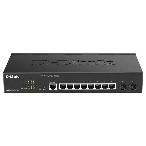 D-Link DGS-2000-10P Switch di Rete Gestito L2/l3 Gigabit Ethernet 10/100/1000 Supporto Power Over Ethernet 1U Nero
