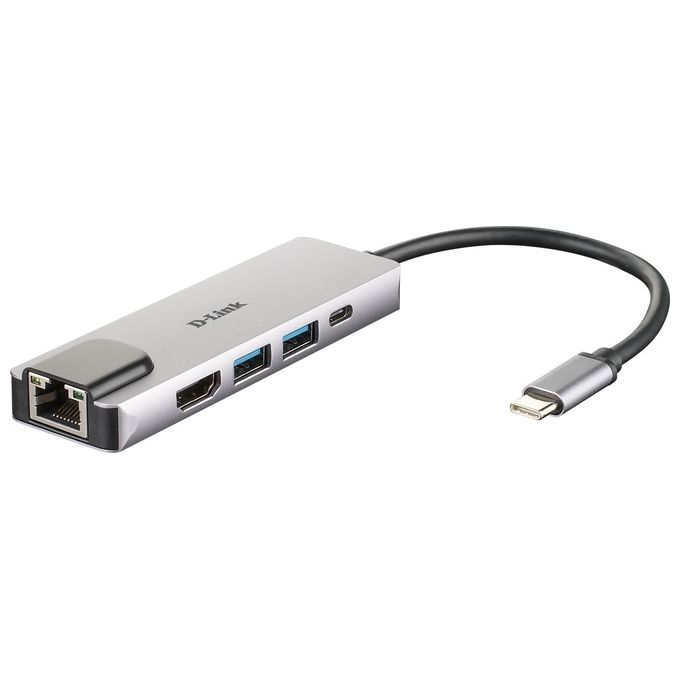 D-Link DUB-M520 Hub USB di Tipo C, 5 in 1, Adattatore USB C con HDMI 4K e 1080p, 2 Porte USB 3.0/USB 2.0, Porta USB C di Ricarica fino a 60 W e dati, 1 x Porta Ethernet RJ45