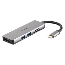 D-Link DUB-M530 - Hub USB di Tipo C, 5 in 1, Adattatore USB C con HDMI 4K e 1080p, 2 Porte USB 3.0/USB 2.0, Lettore di Schede SD e microSD SDHC e SDXC