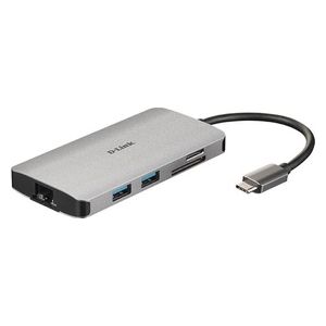 D-Link DUB-M810 Hub USB di Tipo C, 8 in 1, Adattatore USB C con HDMI 4K e 1080p, 2 Porte USB 3.0/USB 2.0, Lettore di Schede SD e microSD, Porta Rete RJ45 1 Gbps, 1 x USB C di Ricarica fino a 100 W