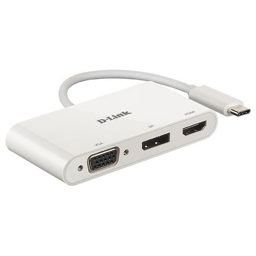 D-Link DUB-V310 Adattatore USB tipo C a HDMI, VGA e Display Port, 3 in 1, HDMI 4K e 1080p, 3 Uscite Simultanee, Compatibile con Windows e Mac