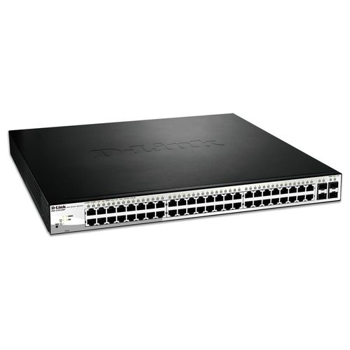 D-Link Web Smart DGS-1210-52MP Switch gestito 8 x 10/100/1000 (PoE+) + 40 x 10/100/1000 (PoE) + 4 x SFP desktop, montabile su rack PoE+