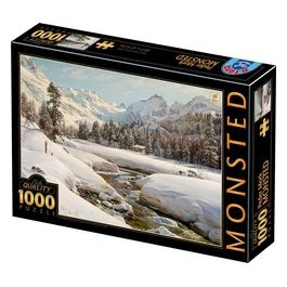 Puzzle da 1000 Pezzi - Peder Mã¸rk Mã¸nsted: Winter Landscape In Switzerland Near Engadin