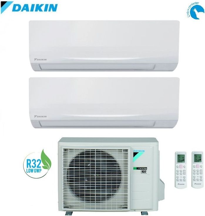 Daikin Serie Ecoplus Siesta Condizionatore Fisso Dual Split Inverter Unita' esterna + 2 Unita' interne 9.000+12.000 Btu/h Classe energetica A++/A+ Gas R32 2AMXF50A + ATXF25A + ATXF35A