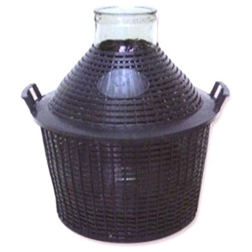 Damigiana litri 10 bocca larga con cesto plastica - buyglass