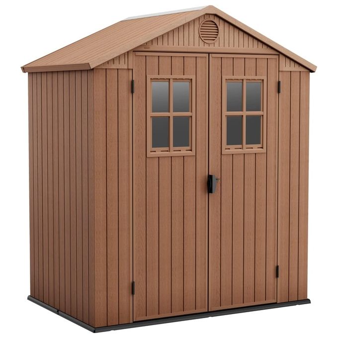 Keter  Casetta da Giardino Darwin 6x4 in Resina con Finestre Frontali 190 x 244 x 221 cm Marrone