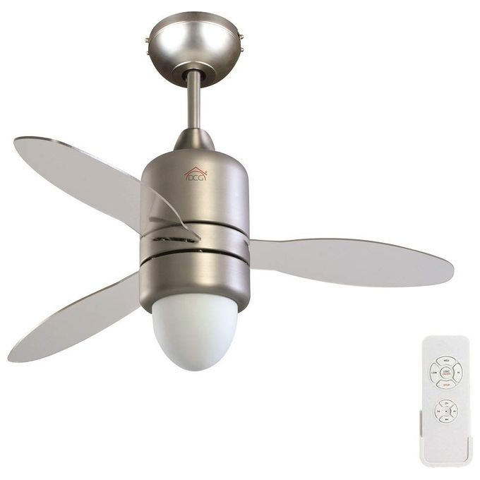 DCG VECRD65TL Ventilatore da Soffitto 3 Pale Trasparenti 107 cm Luce Integrata Telecomando 3 Velocita' 60W colore Argento