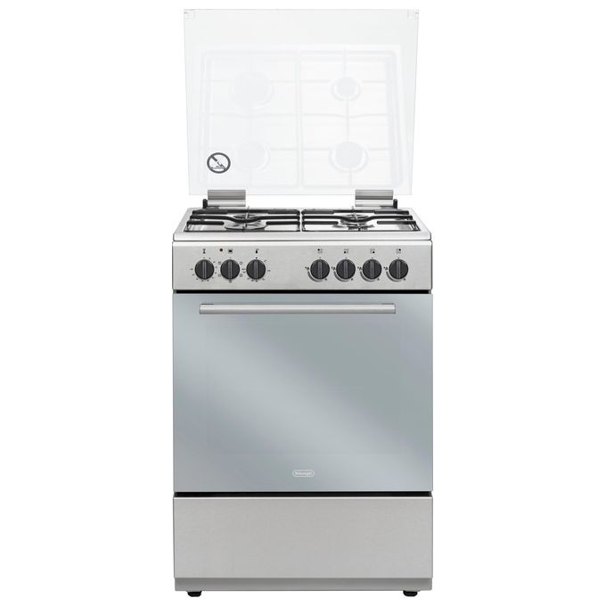 DeLonghi DL664EX Cucina a gas 4 fuochi con forno elettrico multifunzione ventilato con grill Classe A 60x60 Inox