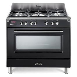 De Longhi MEM 965 NX ED Linea MasterCook Cucina a Gas Libera Installazione Forno Elettrico 5 Fuochi Griglie in Ghisa Classe energetica A Bruciatore Tripla Corona Programmatore Elettronico 8 Funzioni 90 cm Nero Brillante